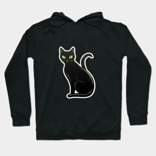 Mysterious Black Cat with Piercing Green Eyes Hoodie